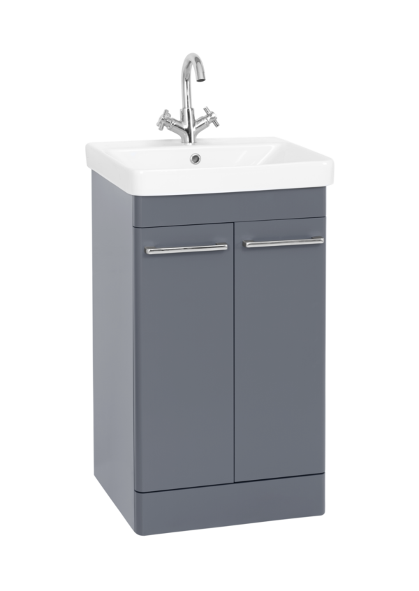 Options 24 500mm Floor Standing 2 Door Unit & Ceramic Basin- Matt Cool Grey