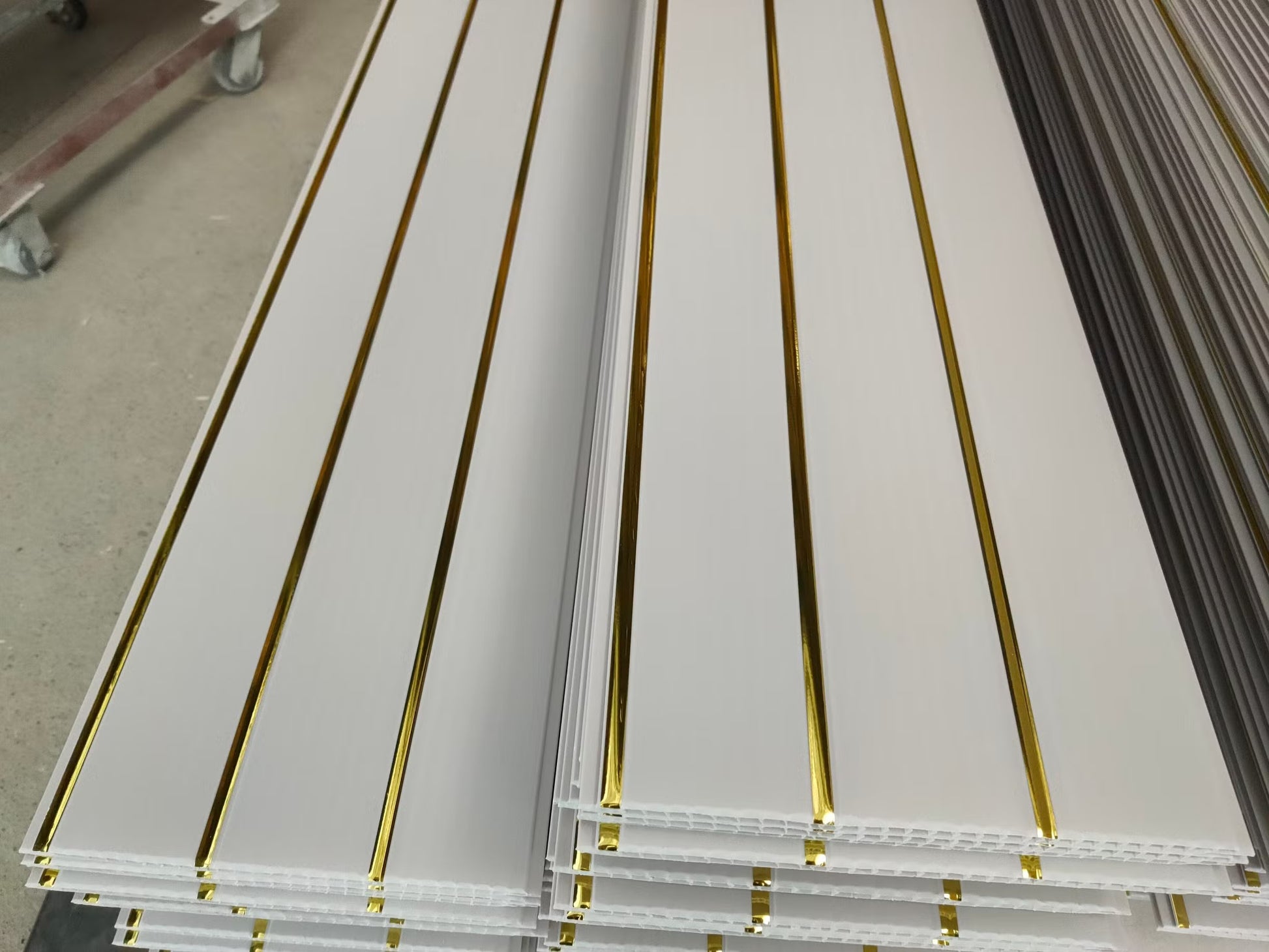 Ceiling PVC Panel White Gloss With Gold Line