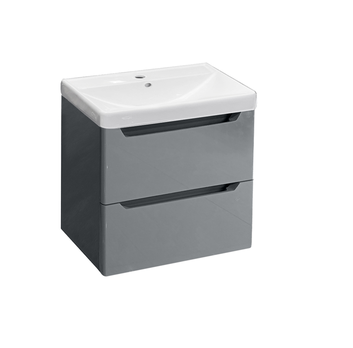 AQUA 600mm PVC Wall Hung 2 Drawer Vanity Unit