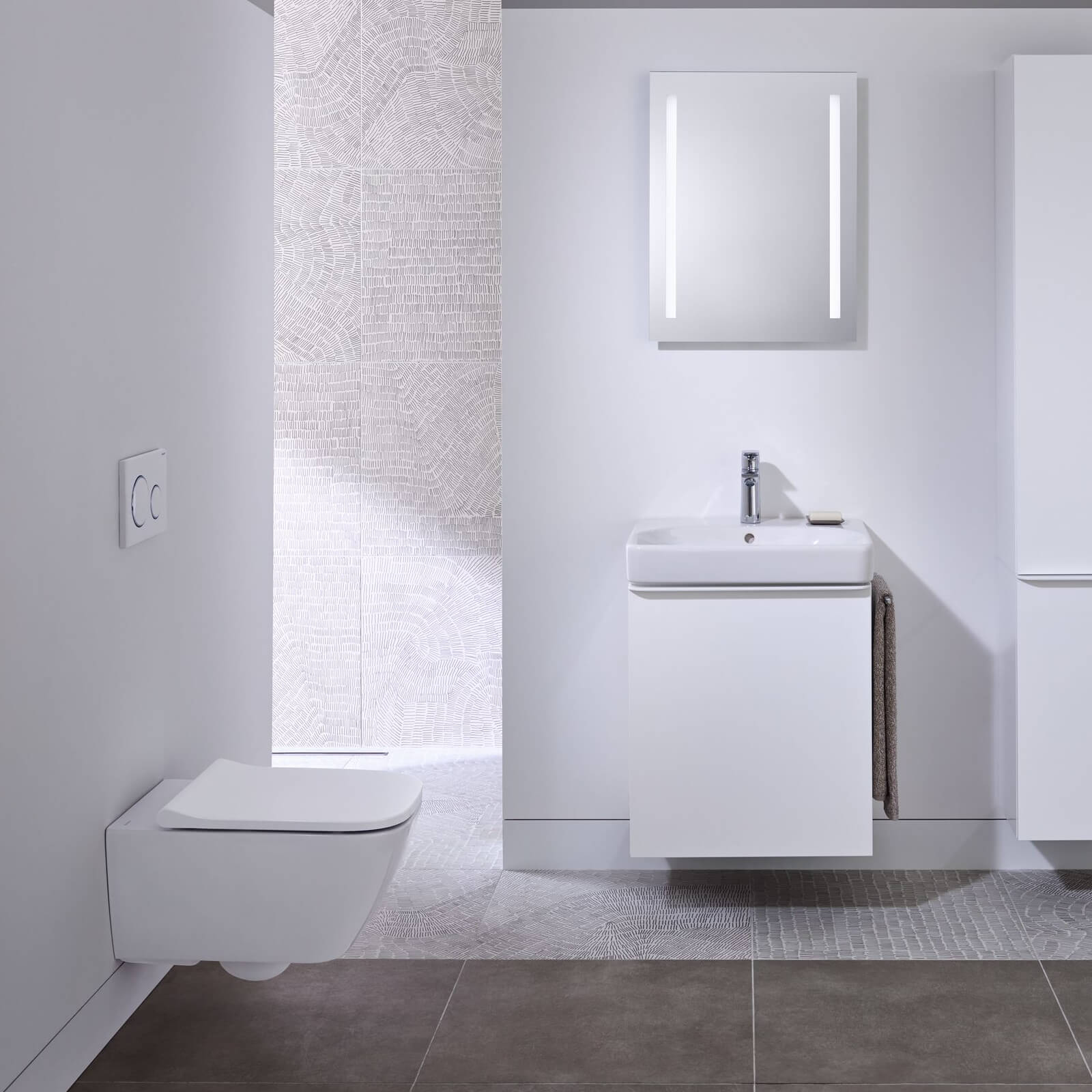 Geberit Smyle Square Rimfree Wall Hung WC Pack; w/ Pan & Quick Release Seat