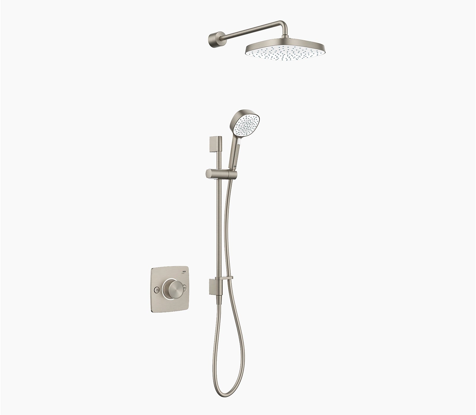 Mira Evoco Dual Shower with Hydroglo; Handheld & Fixed Overhead Shower Head - Brushed Nickel