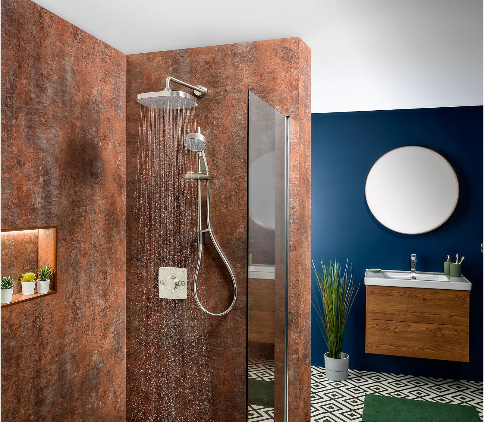 Mira Evoco Dual Shower with Hydroglo; Handheld & Fixed Overhead Shower Head - Brushed Nickel