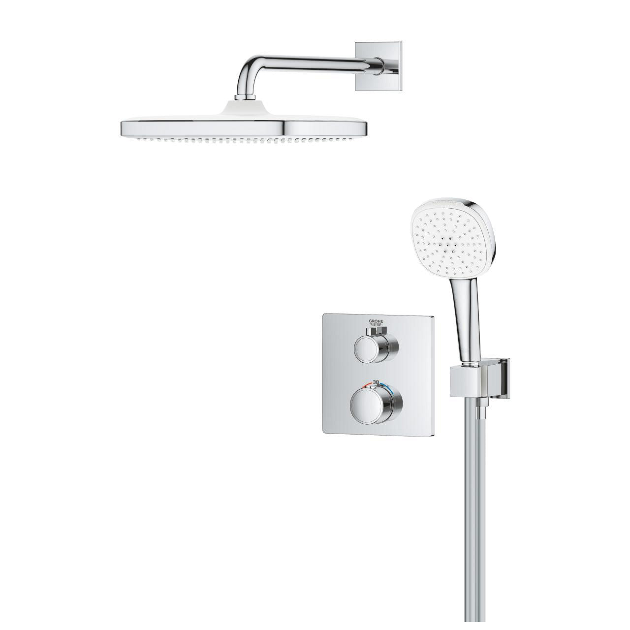 Grohe Grohtherm Concealed shower system with Tempesta 250 Cube