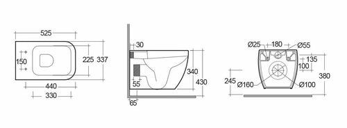 Grohe Concealed Cistern Wc Frame With Rak Ceramics Wall Hung Toilet Pan Metropolitan 3886020A + METWHPAN + RAKSEAT016