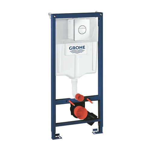 Grohe Concealed Cistern Wc Frame With Rak Ceramics Wall Hung Toilet Pan Metropolitan 3886020A + METWHPAN + RAKSEAT016