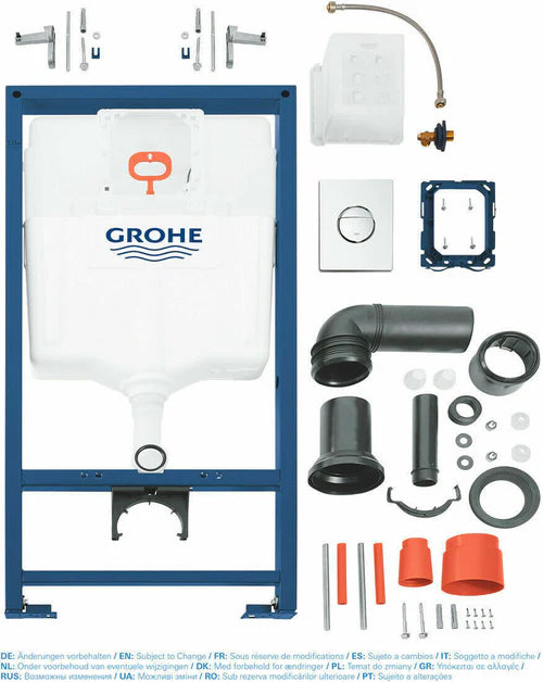 Grohe Concealed Cistern Wc Frame With Rak Ceramics Wall Hung Toilet Pan Metropolitan 3886020A + METWHPAN + RAKSEAT016