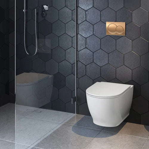 Anas Magna Rimless Pan With Geberit Duofix Alpha01 Wc Frame Red Gold Bronze Round Flush Plate 458.039.00.2 + 115.035.QA.1 + 1211-11