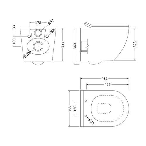 Anas Magna Rimless Pan With Geberit Duofix Alpha01 Wc Frame Brass Round Flush Plate 458.039.00.2 + 115.035.QE.1 + 1211-11