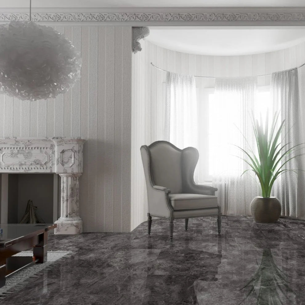 Albera Fossil Marble - Lustre Stone 8mm High Gloss Laminate Flooring