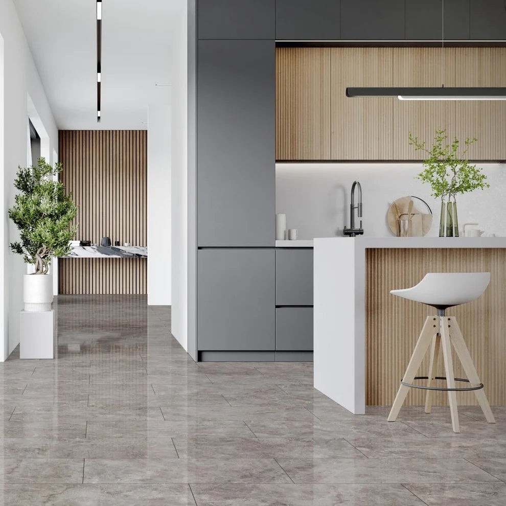 Albera Grey Marble - 8mm High Gloss Laminate Flooring