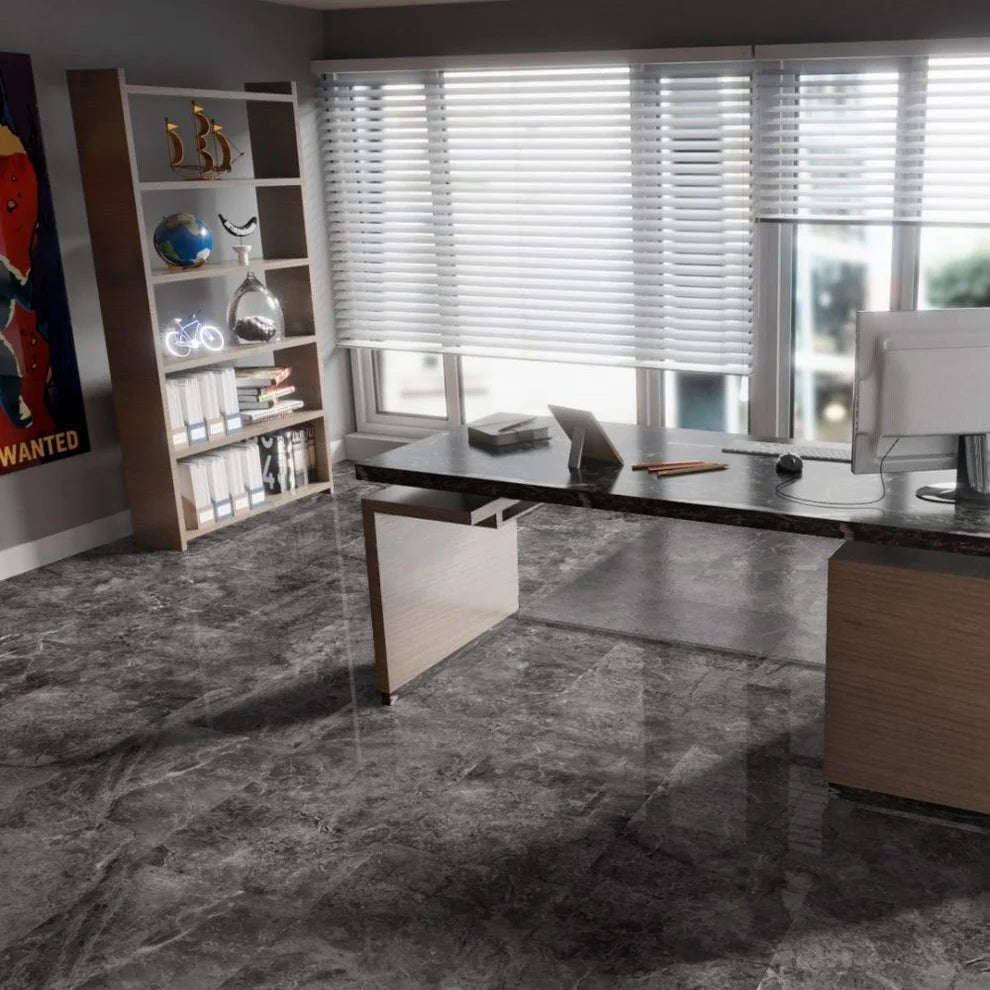 Albera Fossil Marble - Lustre Stone 8mm High Gloss Laminate Flooring