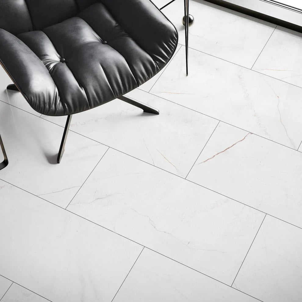 Albera White Marble - 8mm High Gloss Laminate Flooring