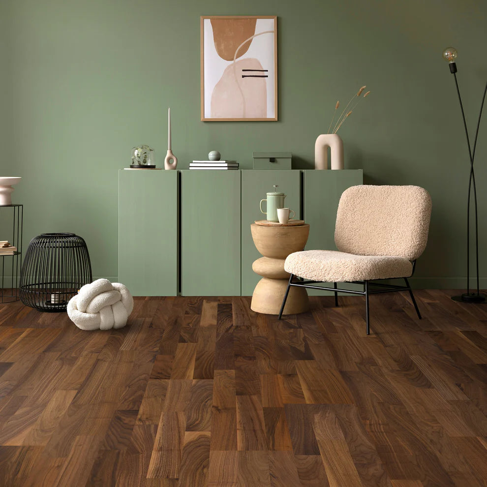 American Walnut - 13mm Engineered 3-Strip Click Real Wood Flooring
