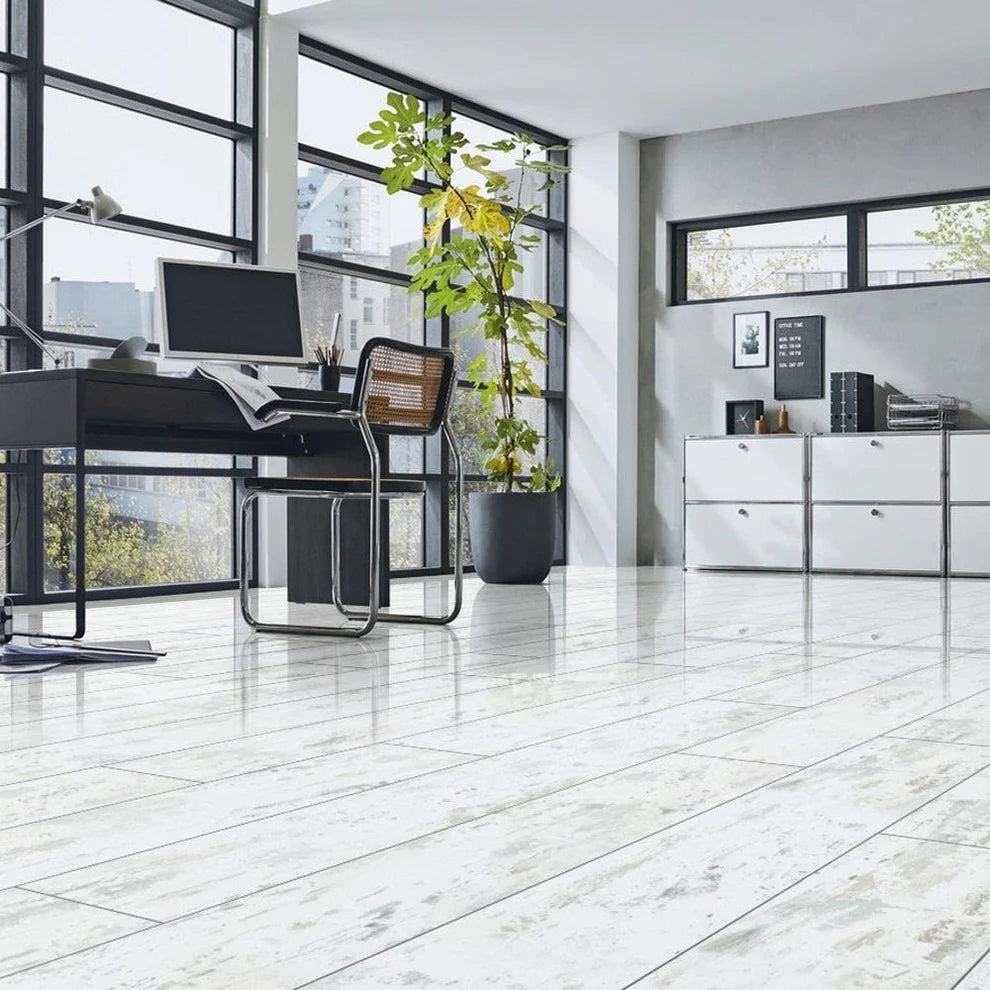 Timber Antique White - 8mm High Gloss Laminate Flooring
