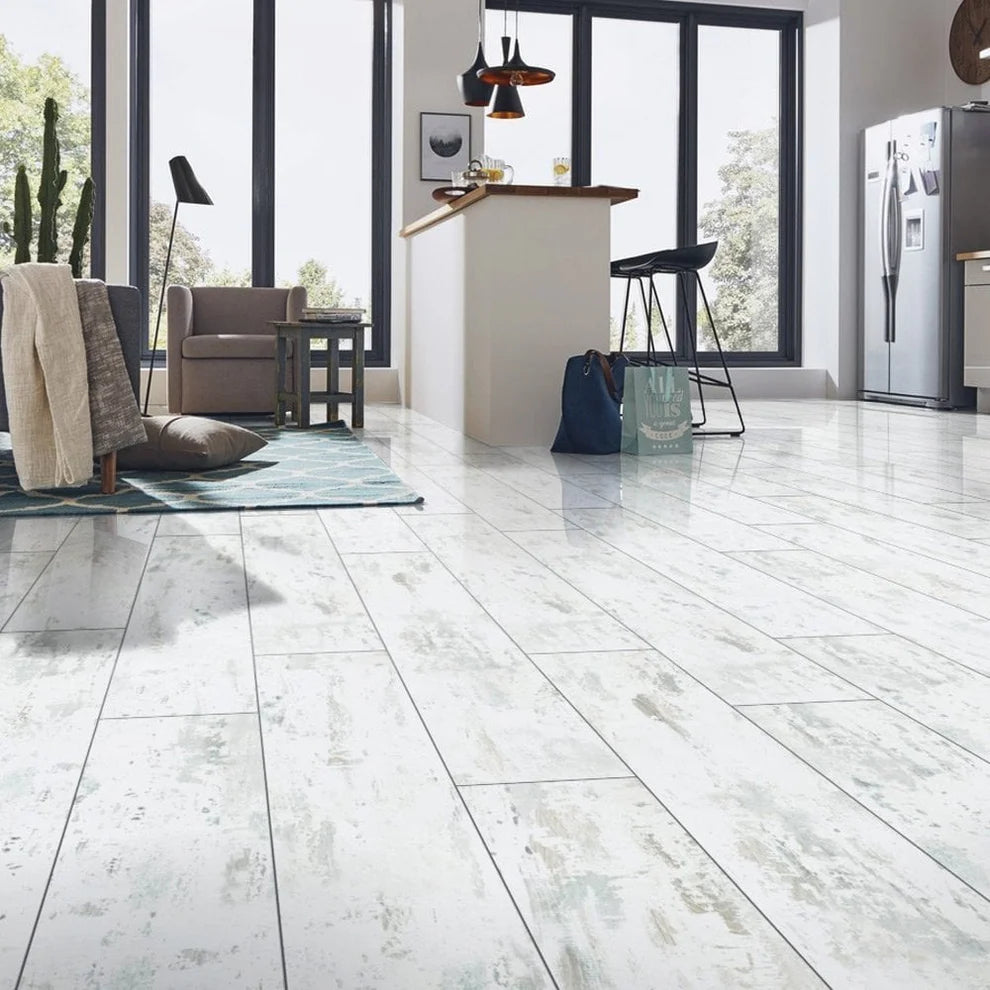 Timber Antique White - 8mm High Gloss Laminate Flooring