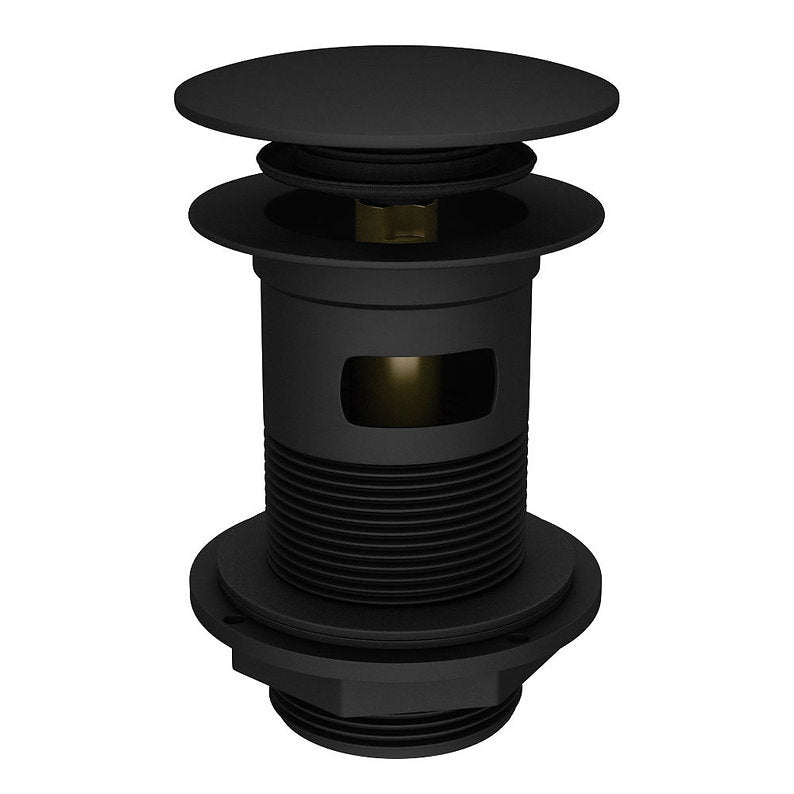 Basin Click Clack Waste Big Dome Slotted Black Matt