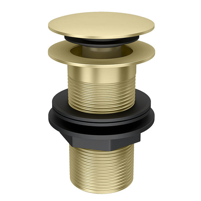 Basin Click Clack Waste Big Dome Unslotted Brushed Brass