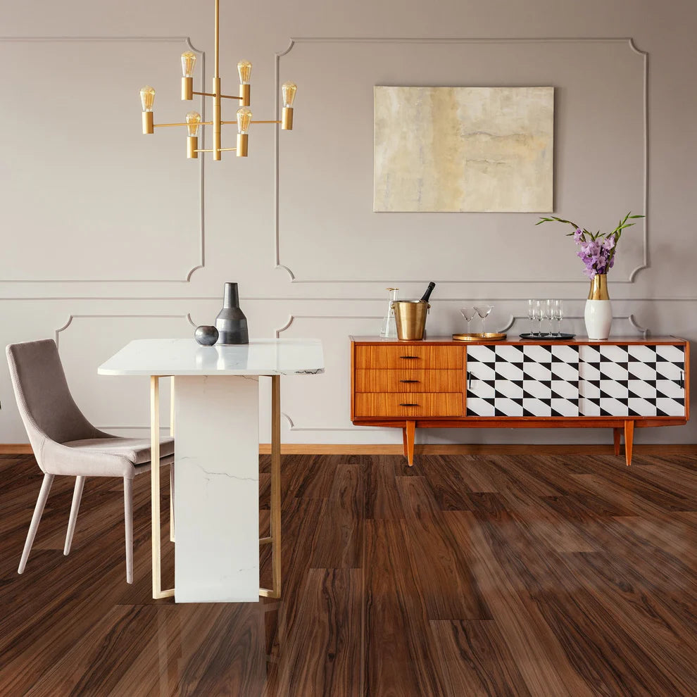 Timber Dark Brown - 8mm High Gloss Laminate Flooring