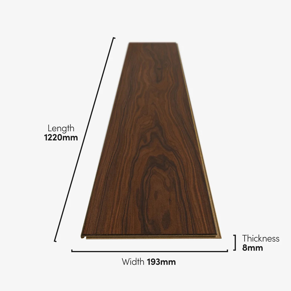 Timber Dark Brown - 8mm High Gloss Laminate Flooring