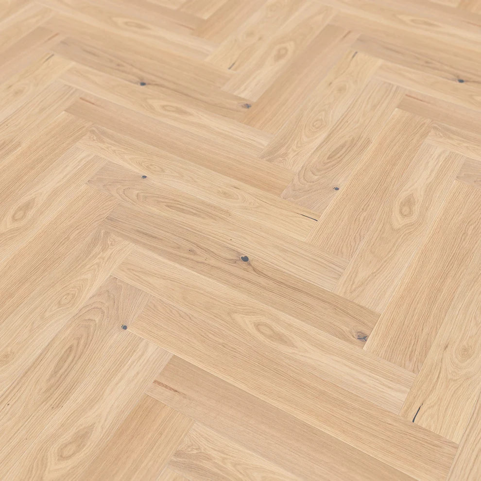 Bianco Oak - Herringbone Parquet 14mm Matt UV lacquer Engineered Real Wood Flooring