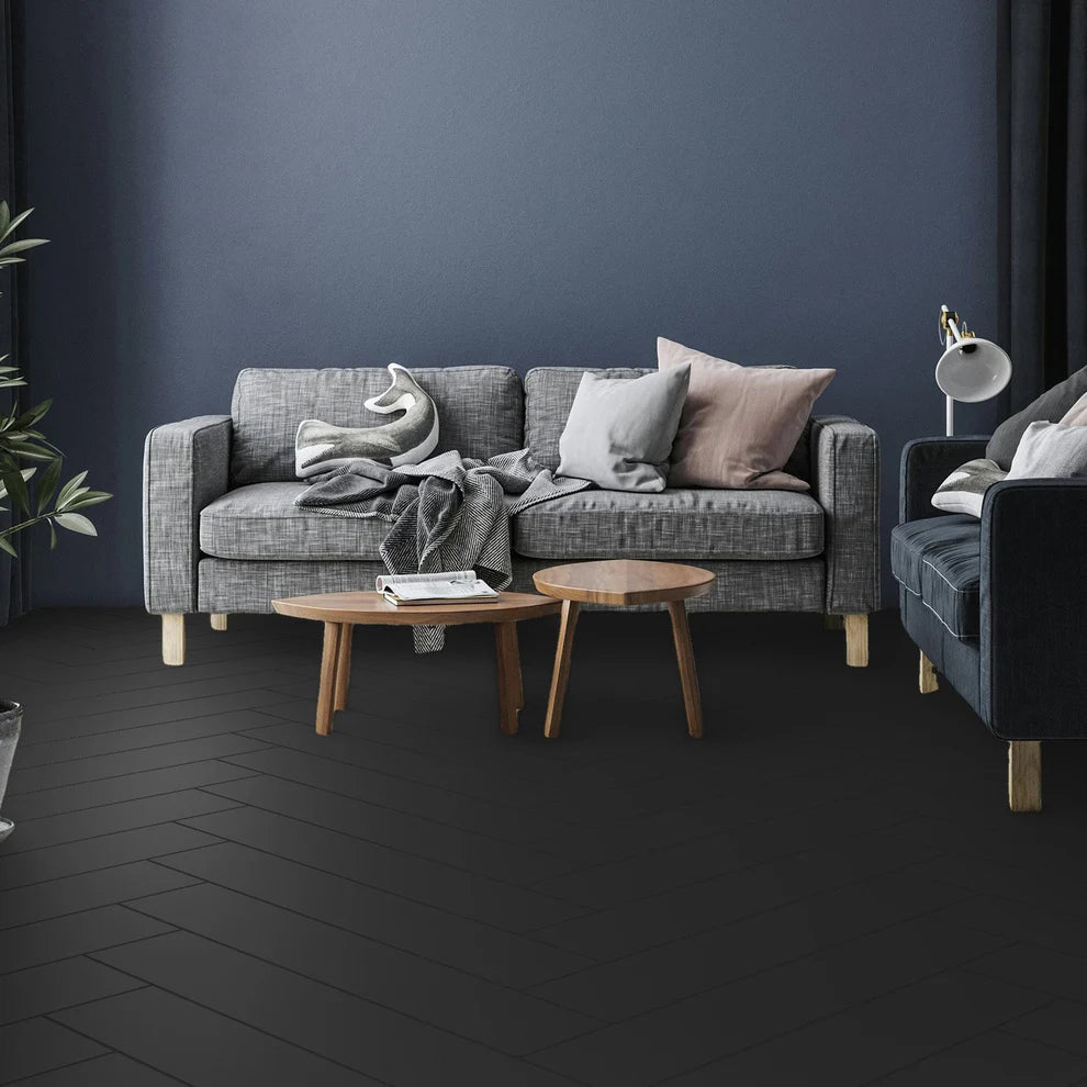 Black - Herringbone SPC 6mm Matt Rigid Core Vinyl Flooring