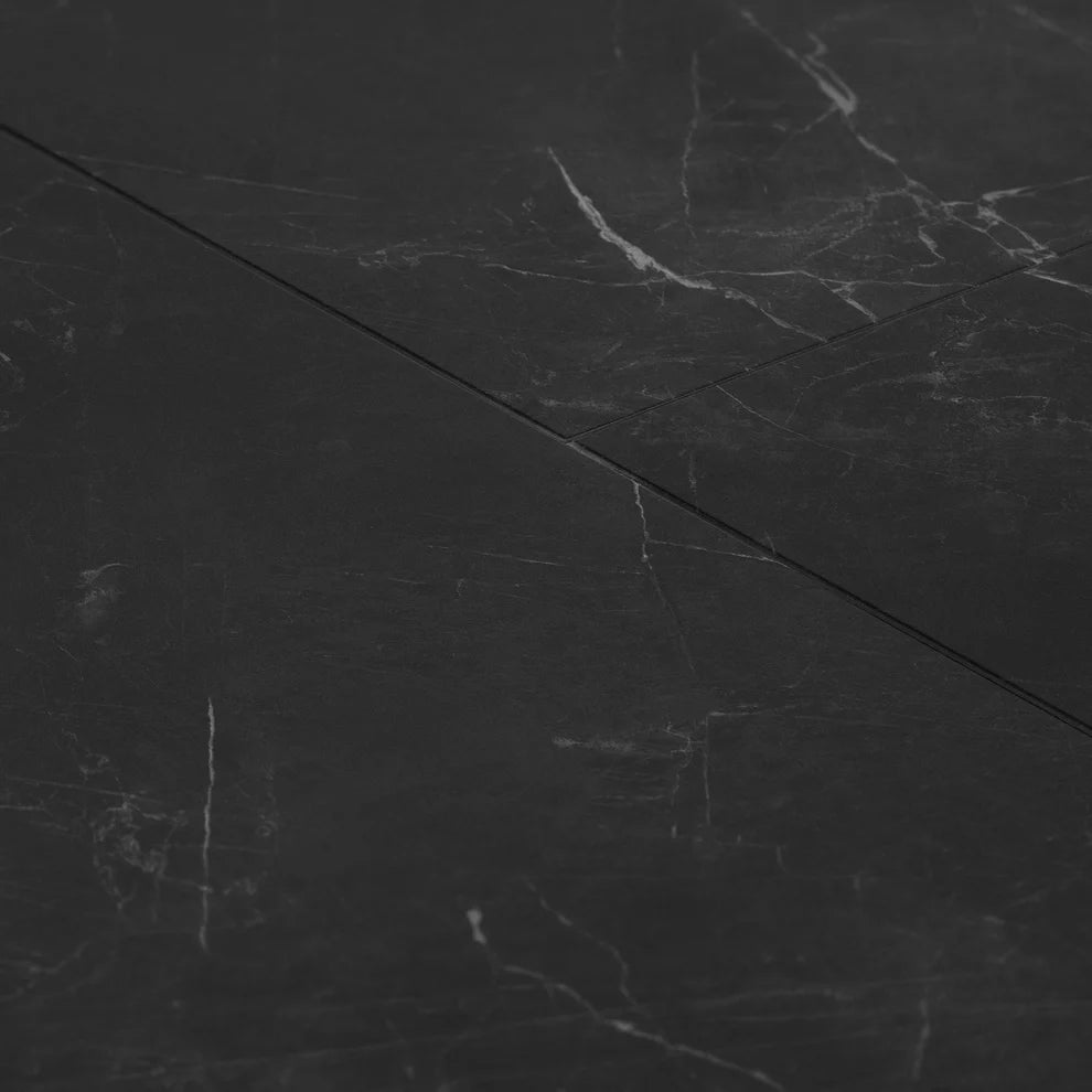 Black Gloss Marble - Pre-Grouted 5.5mm Stone Embossed UV Coated Rigid Core Vinyl Flooring