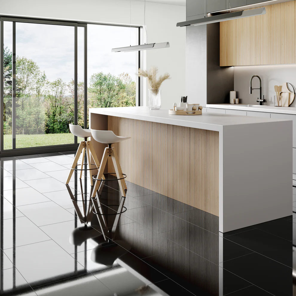 Black - SPC 6mm High Gloss Rigid Core Vinyl Flooring