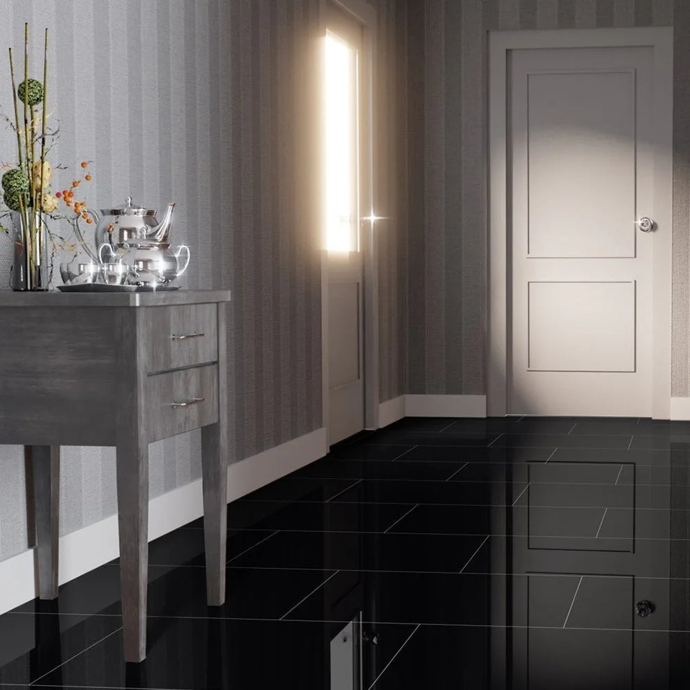 Albera Black Marble - 8mm High Gloss Laminate Flooring
