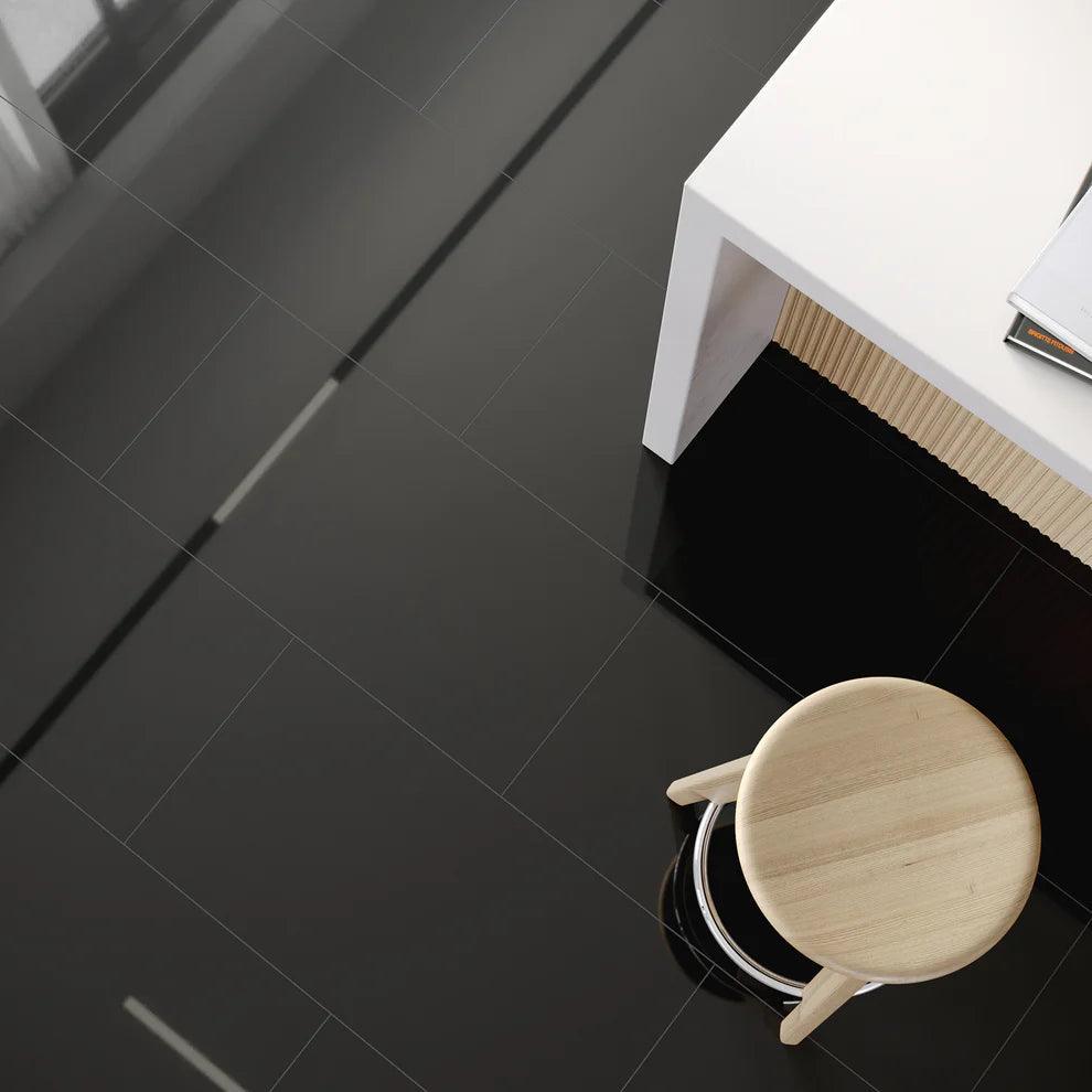 Black - SPC 6mm High Gloss Rigid Core Vinyl Flooring