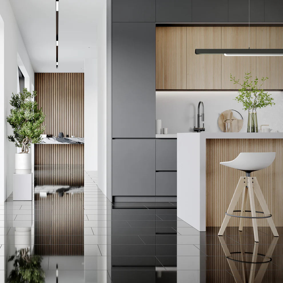 Black - SPC 6mm High Gloss Rigid Core Vinyl Flooring