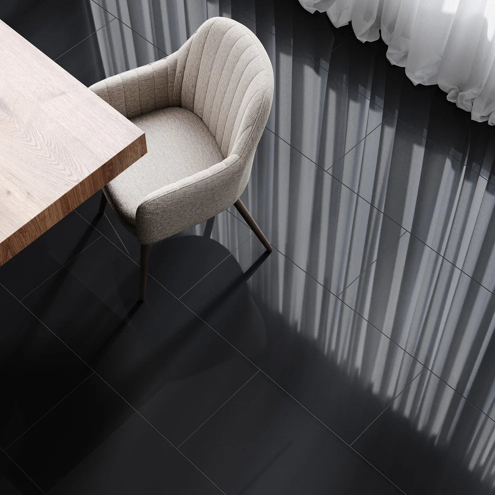 Black - SPC 6mm High Gloss Rigid Core Vinyl Flooring