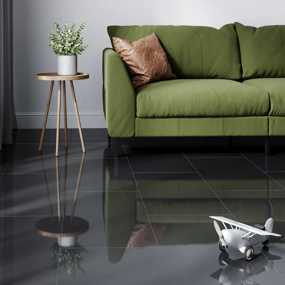 Black - SPC 6mm High Gloss Rigid Core Vinyl Flooring