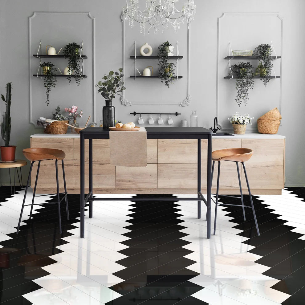 Black and White - Herrringbone 6mm Luxury Vinyl Flooring
