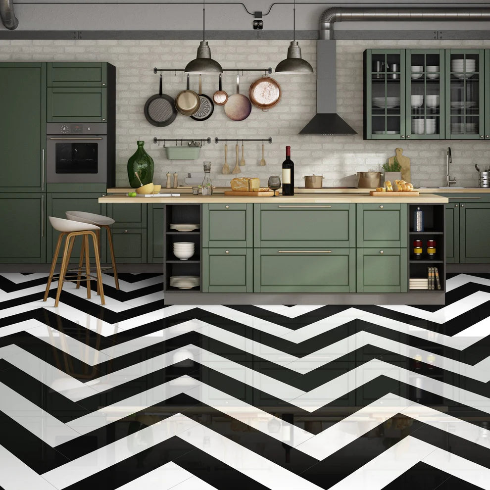Black and White - Herrringbone 6mm Luxury Vinyl Flooring