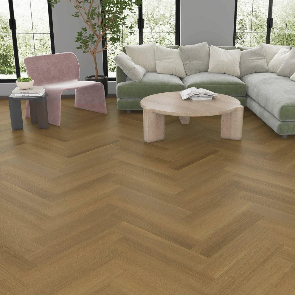 Brampton Oak - Herringbone 5mm Purecoat Rigid Core Vinyl Flooring