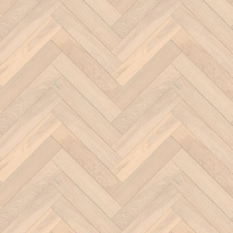 Brushed White Oak - Herringbone 14mm UV Oiled Engineered Real Wood Flooring