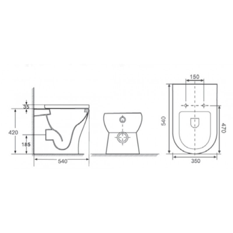 Comfort Rimless Short Projection Back To Wall Pan