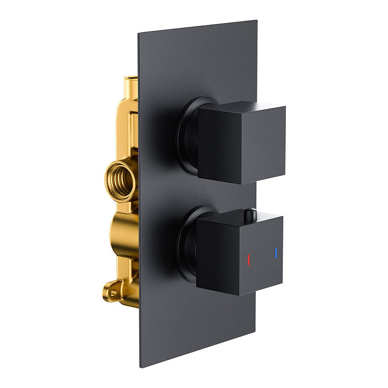 Concealed Shower Matt Black Square 1 Outlet, 2 Knob
