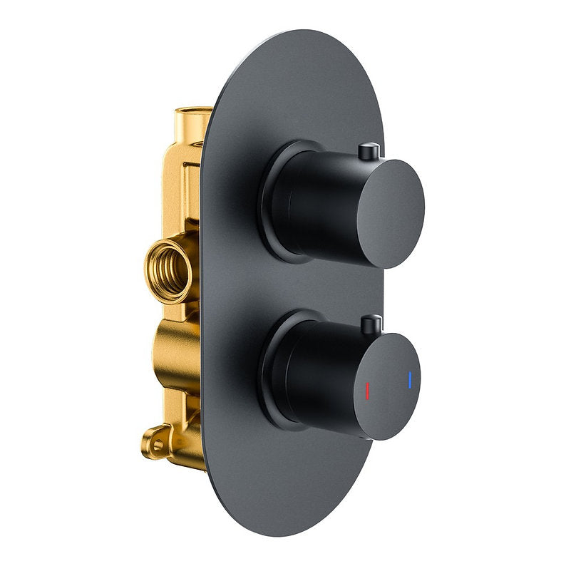 Concealed Shower Matt Black Round 1 Outlet, 2 Knob