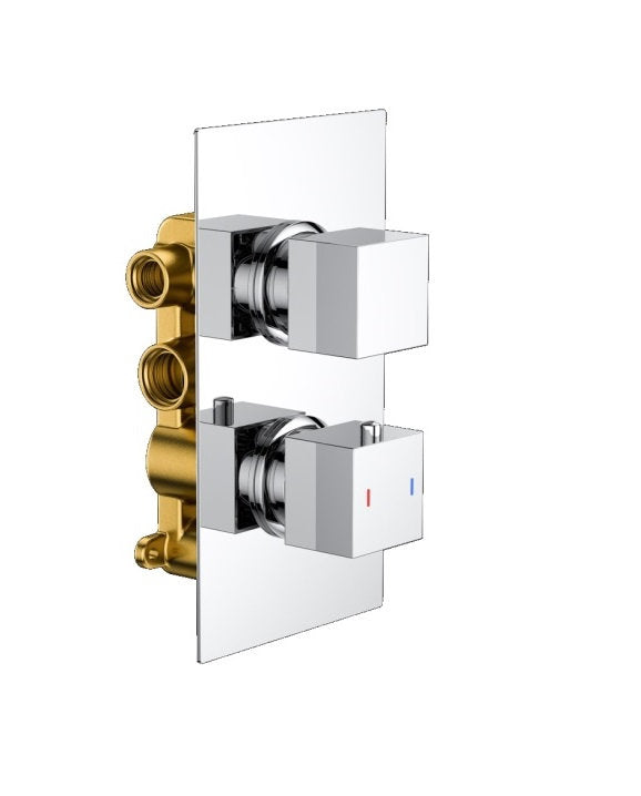 Concealed Shower Chrome Square 2 Outlet, 2 Knob
