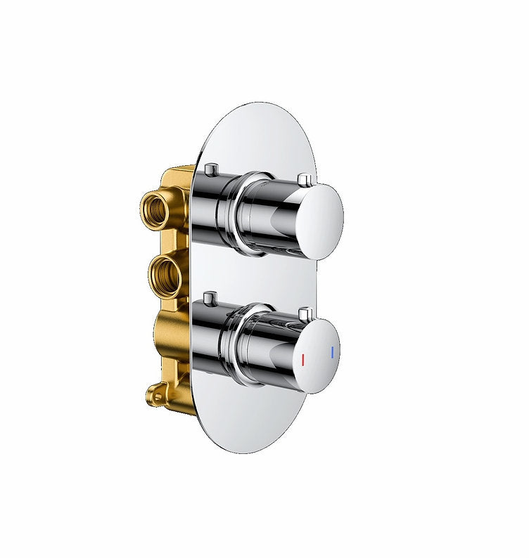 Concealed Shower Chrome Round 2 Outlet, 2 Knob