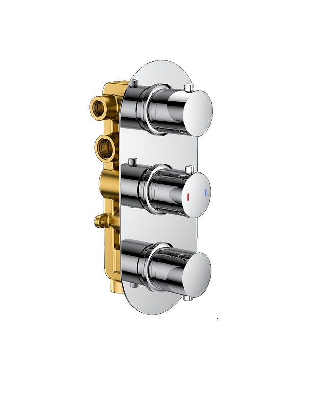 Concealed Shower Chrome Round 3 Outlet, 3 Knob