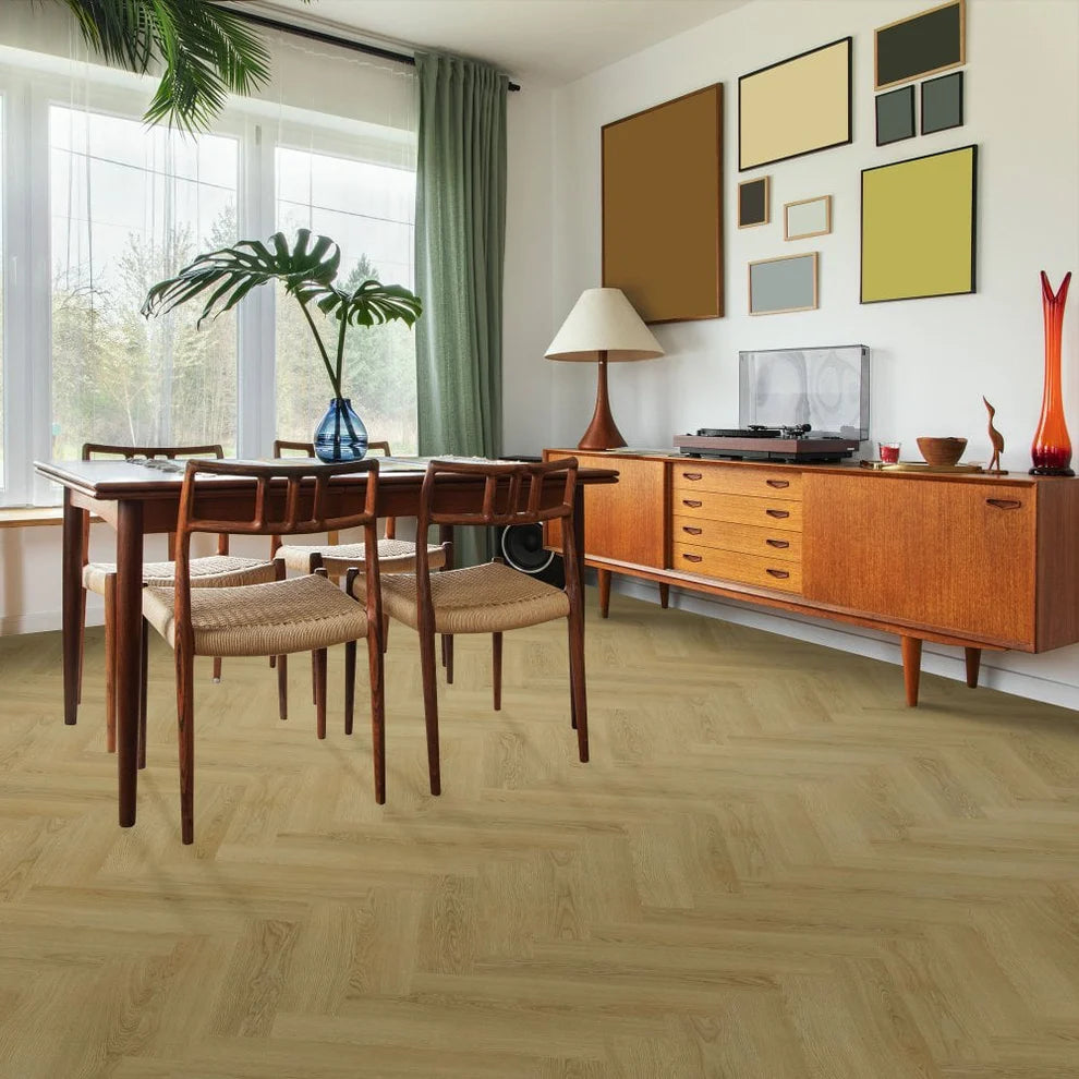 Chestermere Oak - Herringbone 5mm Embossed Purecoat Rigid Core Vinyl Flooring
