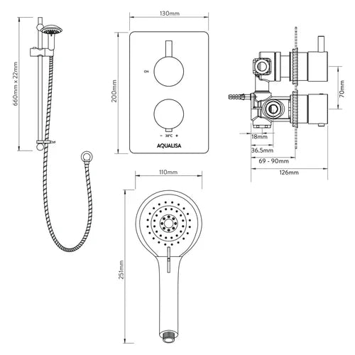 Aqualisa AQ Concealed Thermostatic Mixer with Single Outlet – Chrome AQRNDCV1