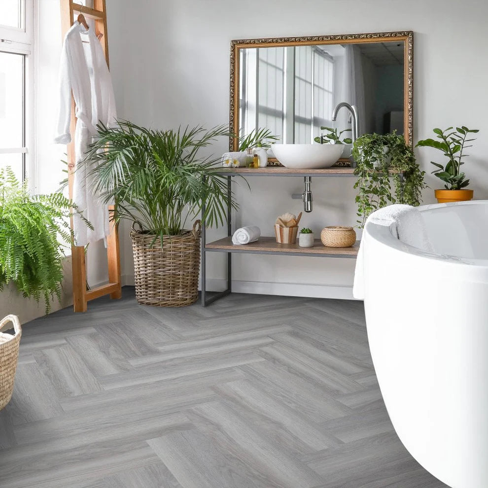 Cool Grey - SPC Herringbone 5.5mm Rigid Core Vinyl Flooring