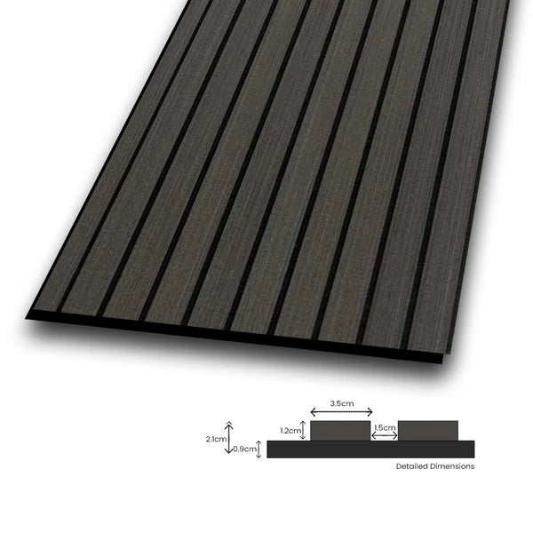 Wooden Acoustic Wall Panels 2400mmx600mm - Dark Oak