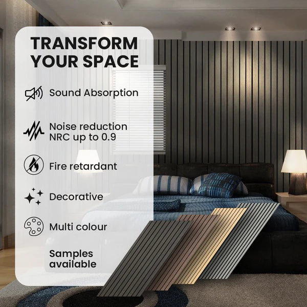 Wooden Acoustic Wall Panels 2400mmx600mm - Dark Oak