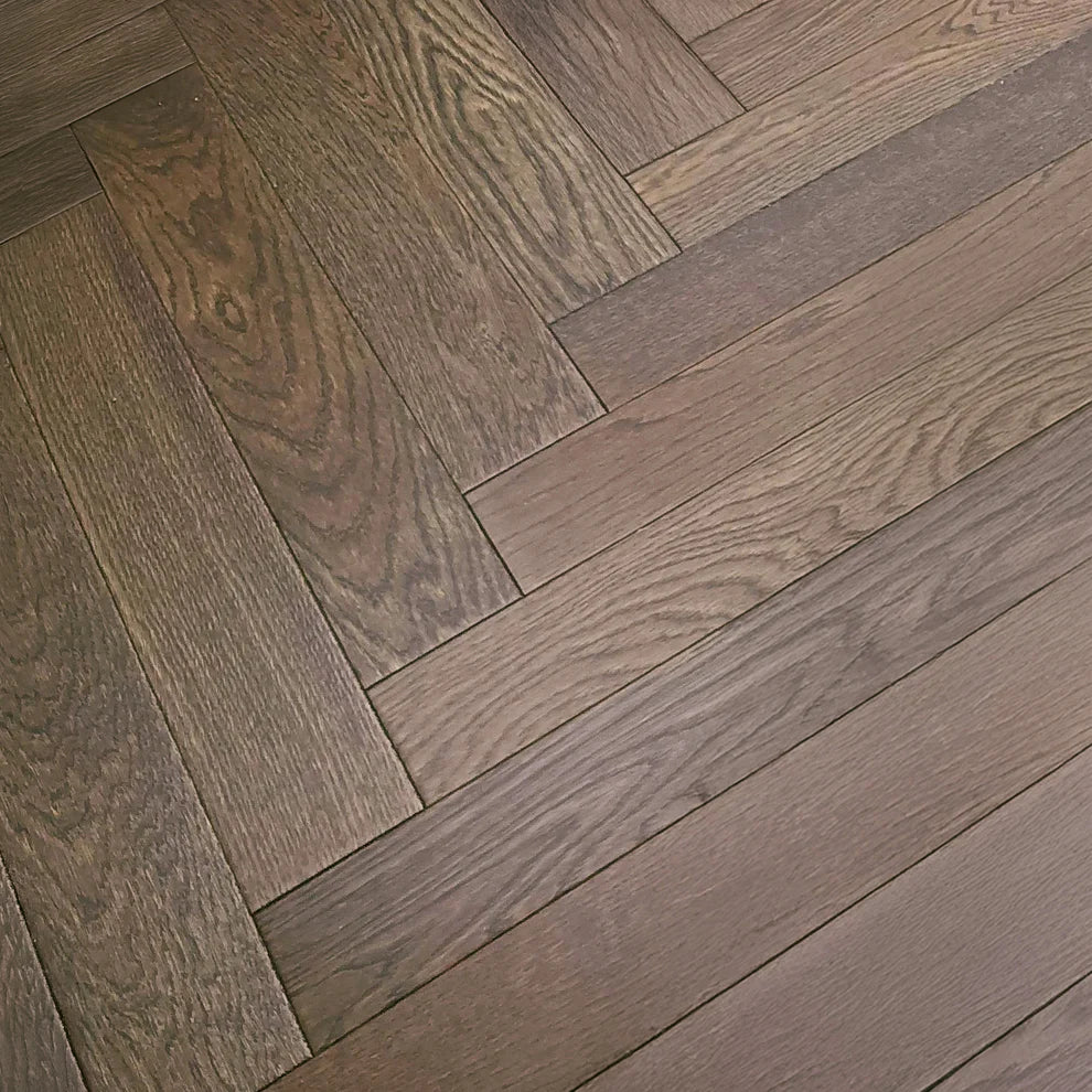 Dark Oak - Herringbone 14mm UV Lacquered Engineered Real Wood Flooring