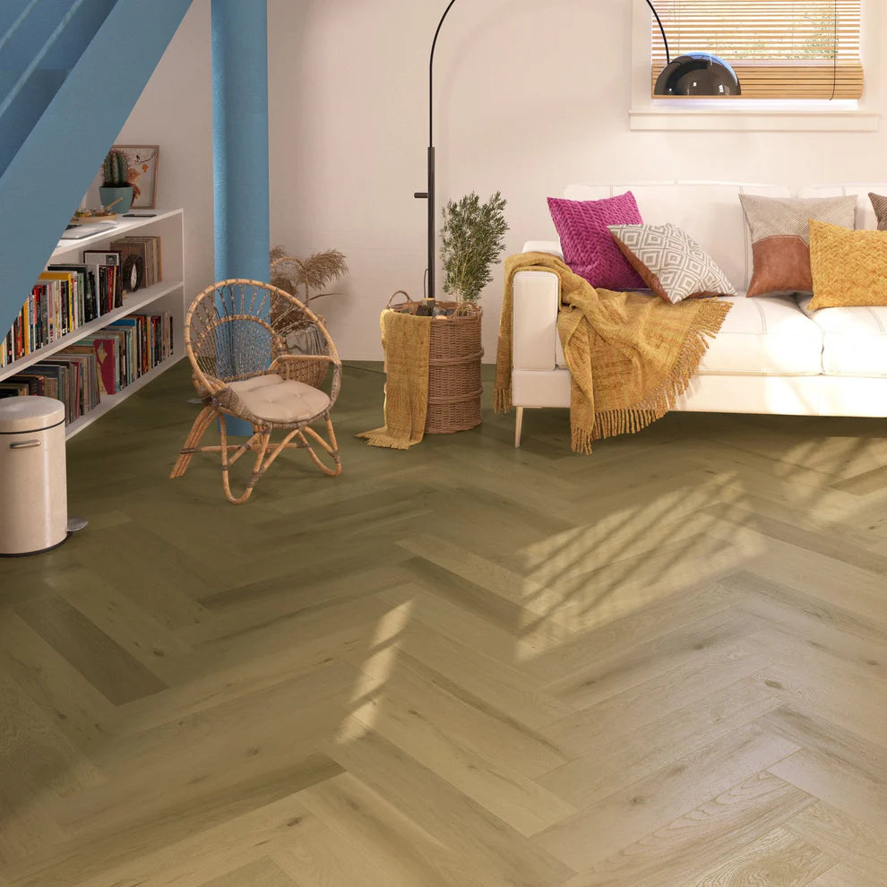 Dune Oak Herringbone - Waterproof Real Wood Flooring