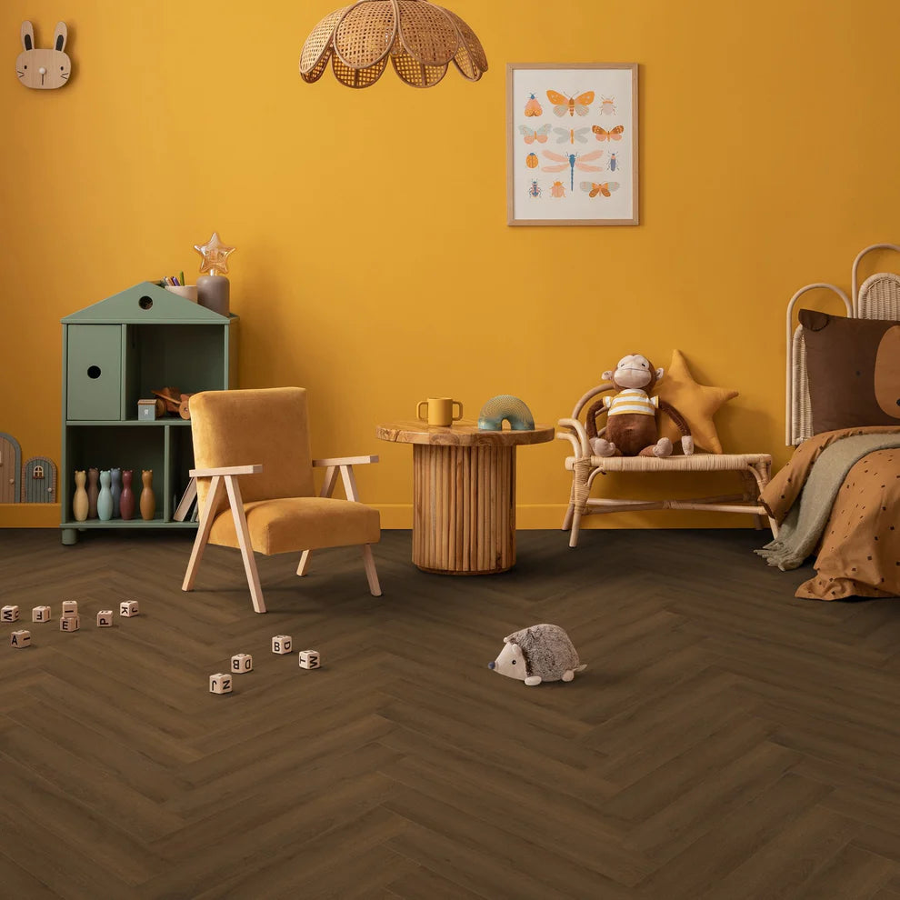 Elixir Umber - 12mm Laminate Herringbone Flooring